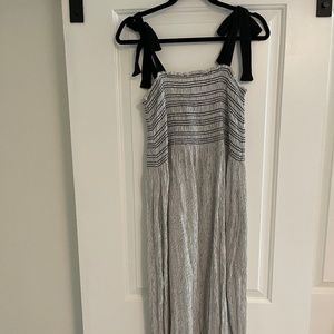 Hatch Black / Cream Striped Smocked Dress (Maternity)